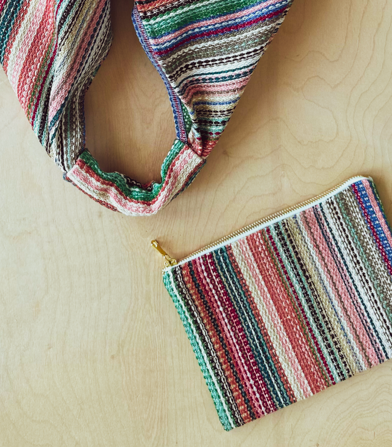 Multi-Stripe Zipper Pouch