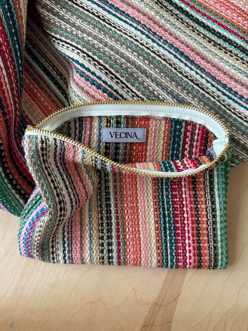 Multi-Stripe Zipper Pouch